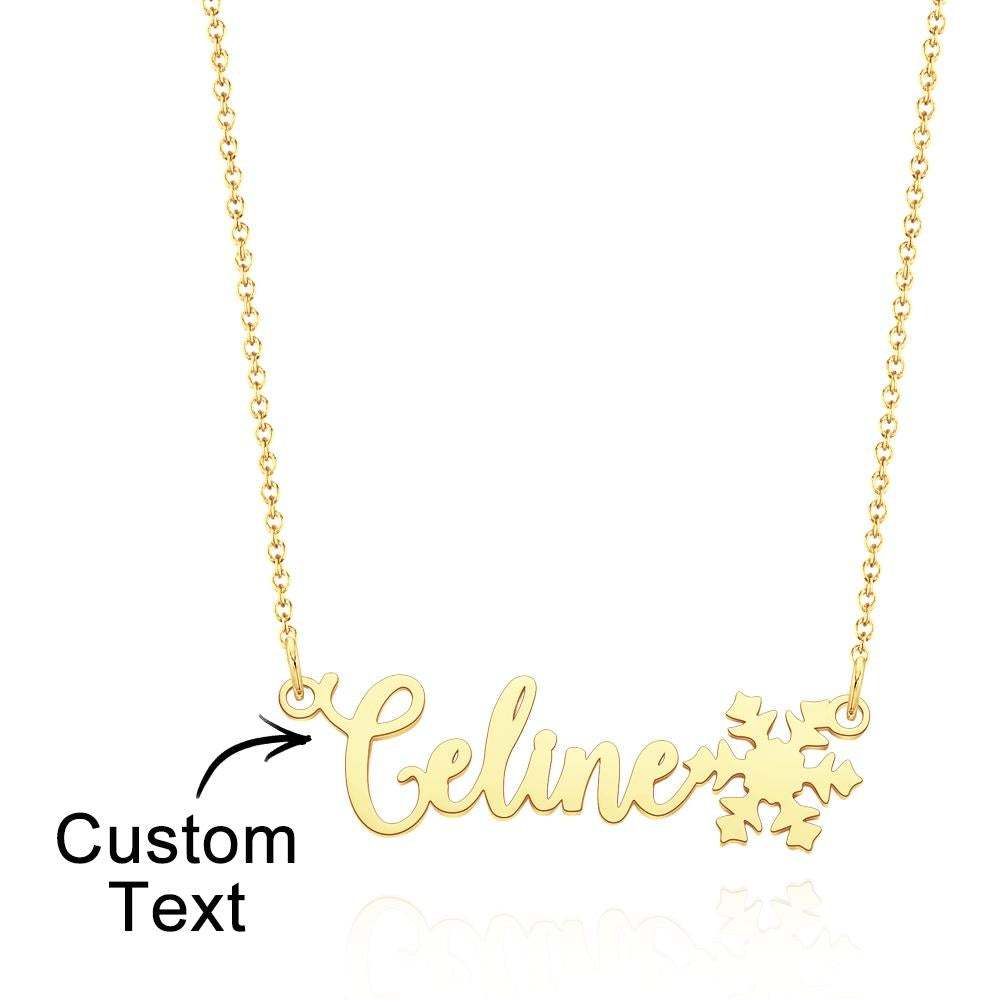 Collier Prenom Collier Gravé Personnalisé Flocon De Neige Cadeaux Exquis Créatifs
