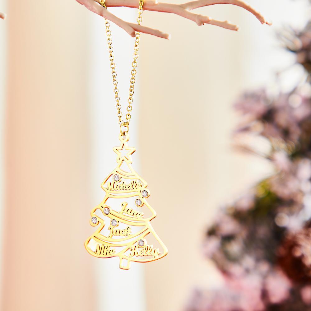 Collier Prenom Collier Gravé Personnalisé Noël Arbre Généalogique Strass Cadeaux