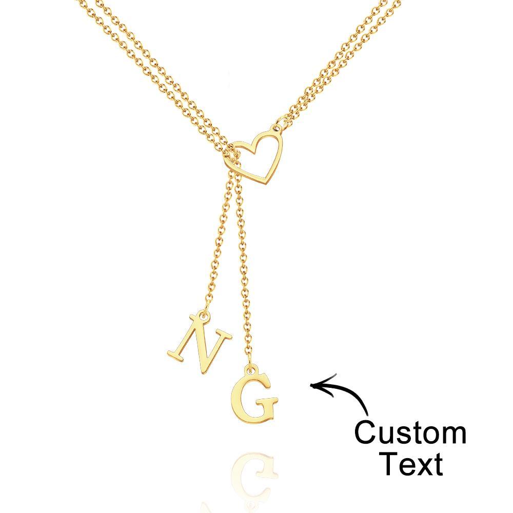 Collier Gravé Personnalisé Lettre En Forme De Coeur Collier Cadeau Pour Elle - soufeelfr