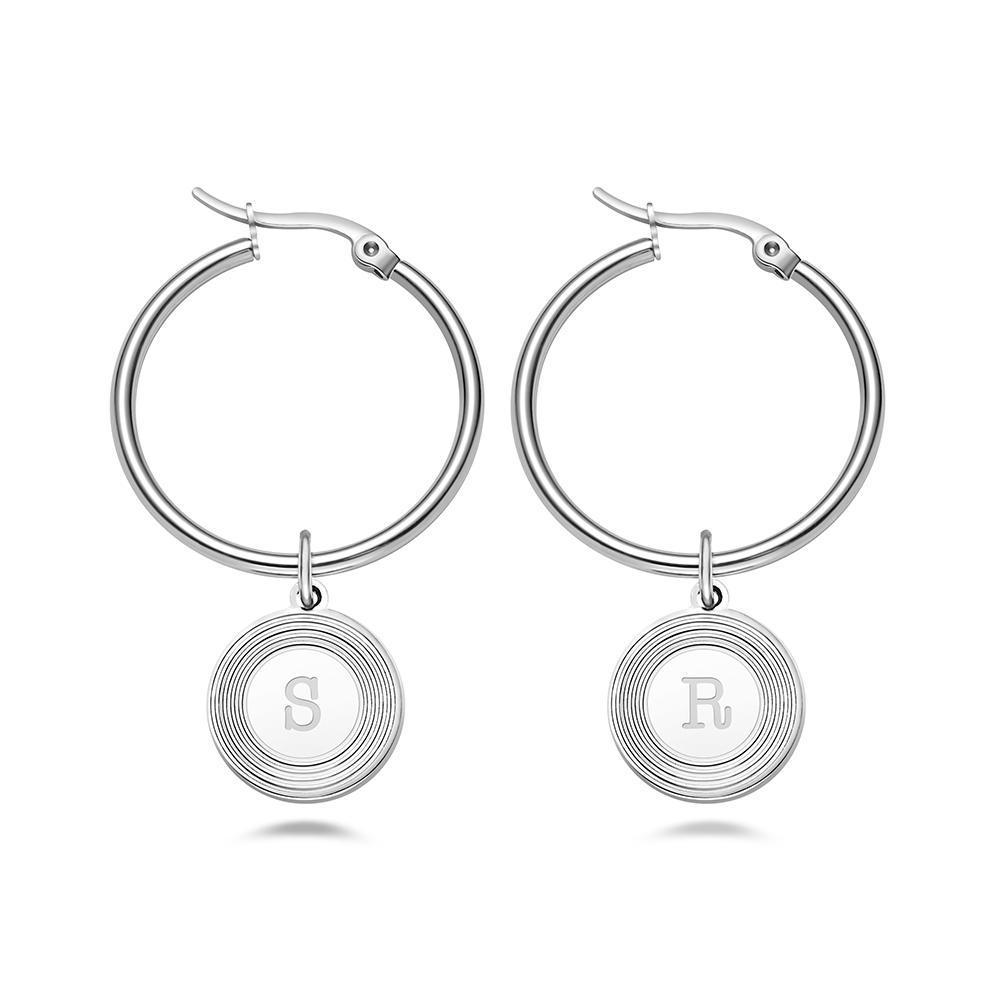 Boucles D'oreilles Lettre Initiale Boucles D'oreilles Rondes Alphabet Élégant