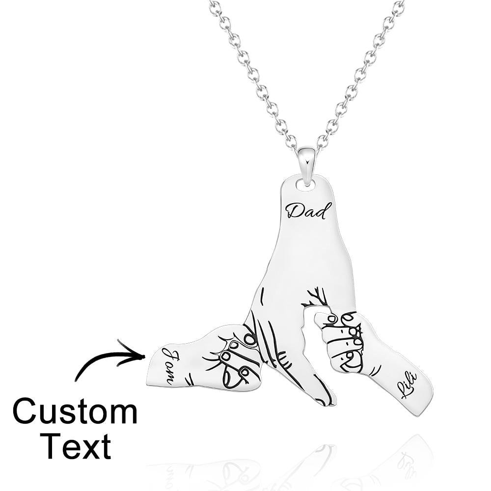 Collier Gravé Personnalisé Grandes Mains Petites Mains Nom Collier Cadeau Créatif - soufeelfr