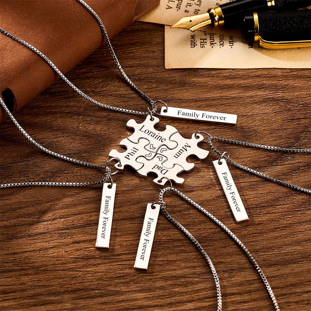Collier Gravé Personnalisé Bloc Puzzle Collier Cadeaux De Famille