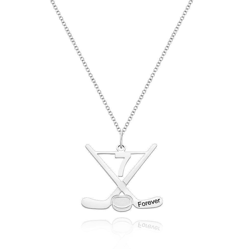 Collier De Hockey Gravé Personnalisé Bijoux De Bâton De Hockey Sur Glace Cadeau Créatif - soufeelfr