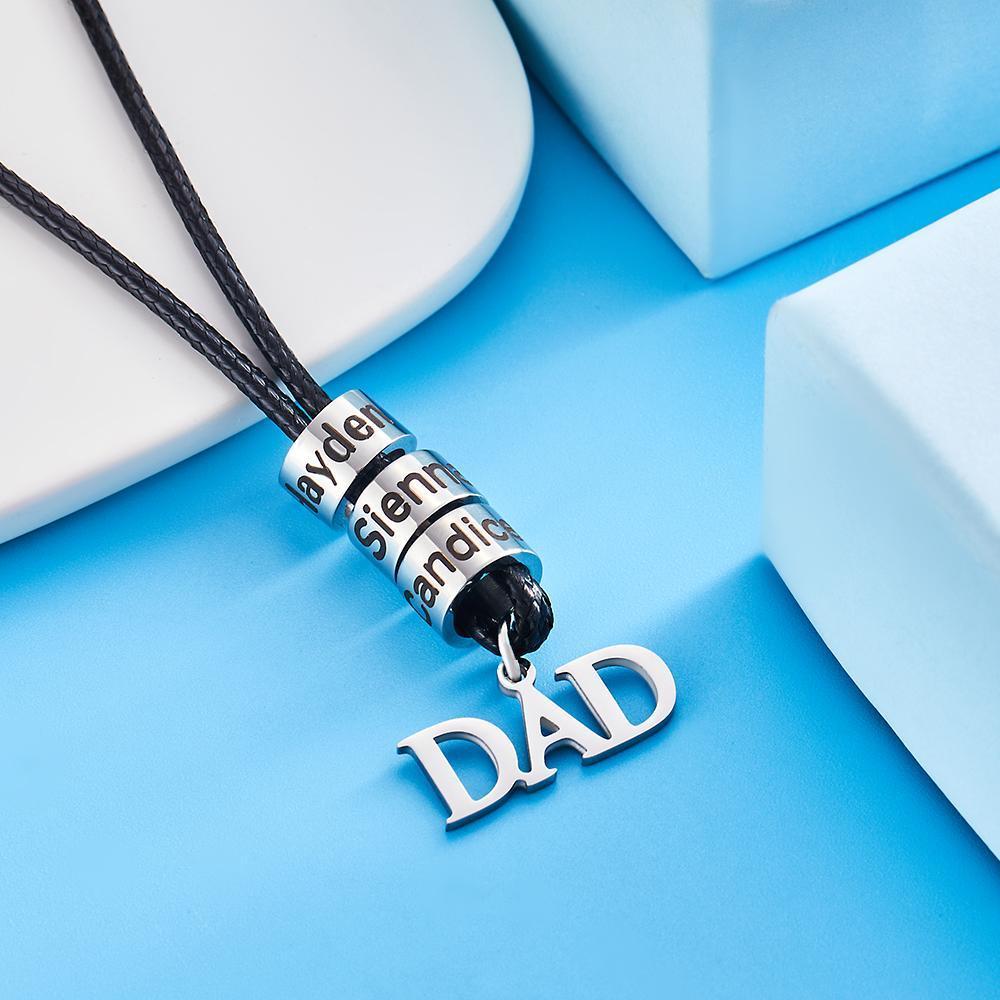 Cadeaux De Collier De Perles En Acier Inoxydable Gravé Sur Mesure Pour Papa