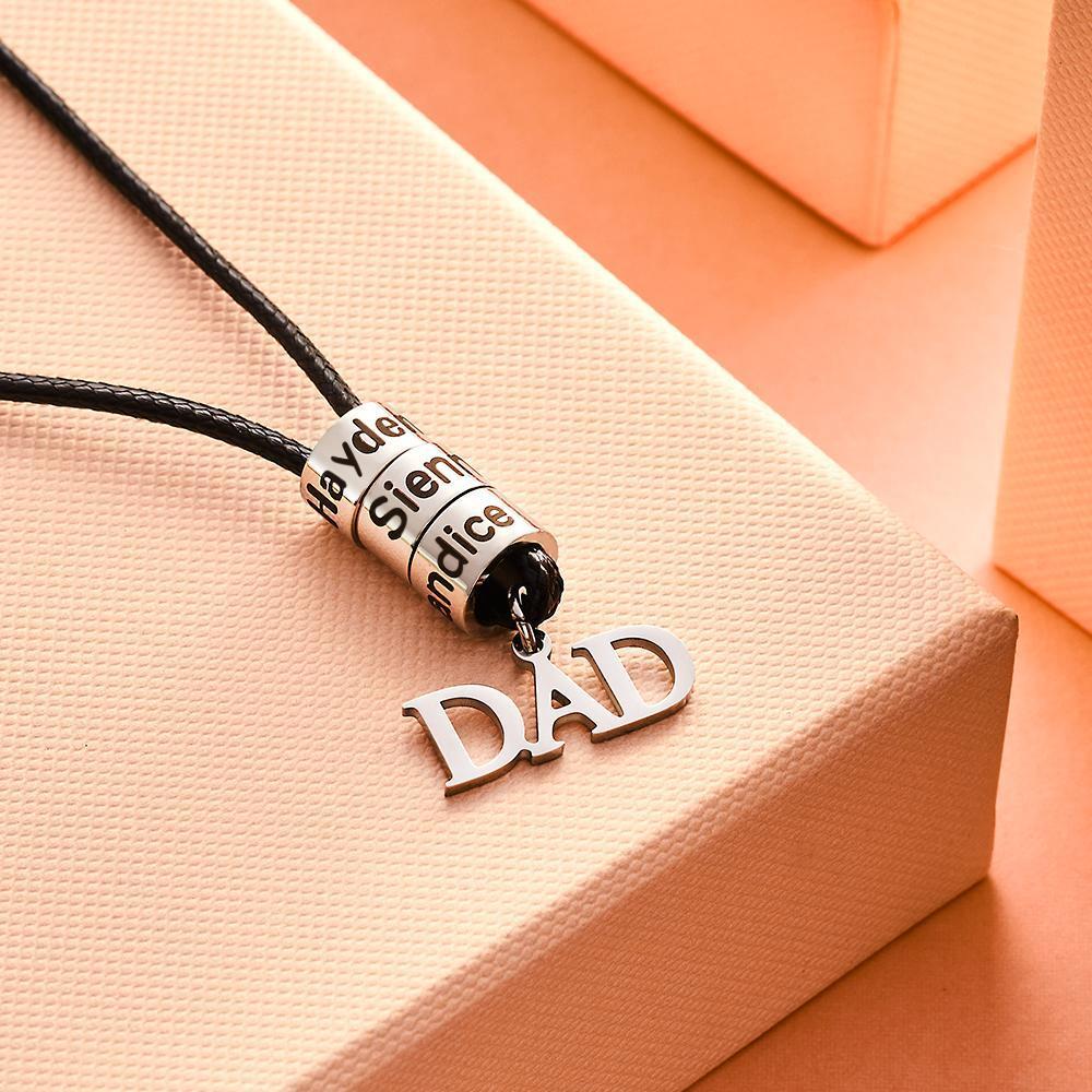 Cadeaux De Collier De Perles En Acier Inoxydable Gravé Sur Mesure Pour Papa