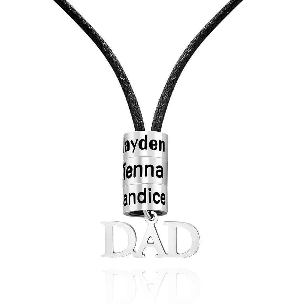 Cadeaux De Collier De Perles En Acier Inoxydable Gravé Sur Mesure Pour Papa