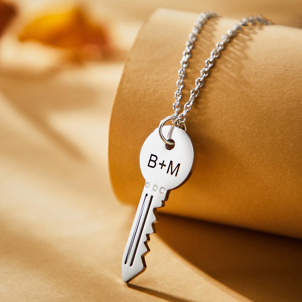 Collier Prenom Collier Gravé Personnalisé Mode Cadeaux Clés Créatifs