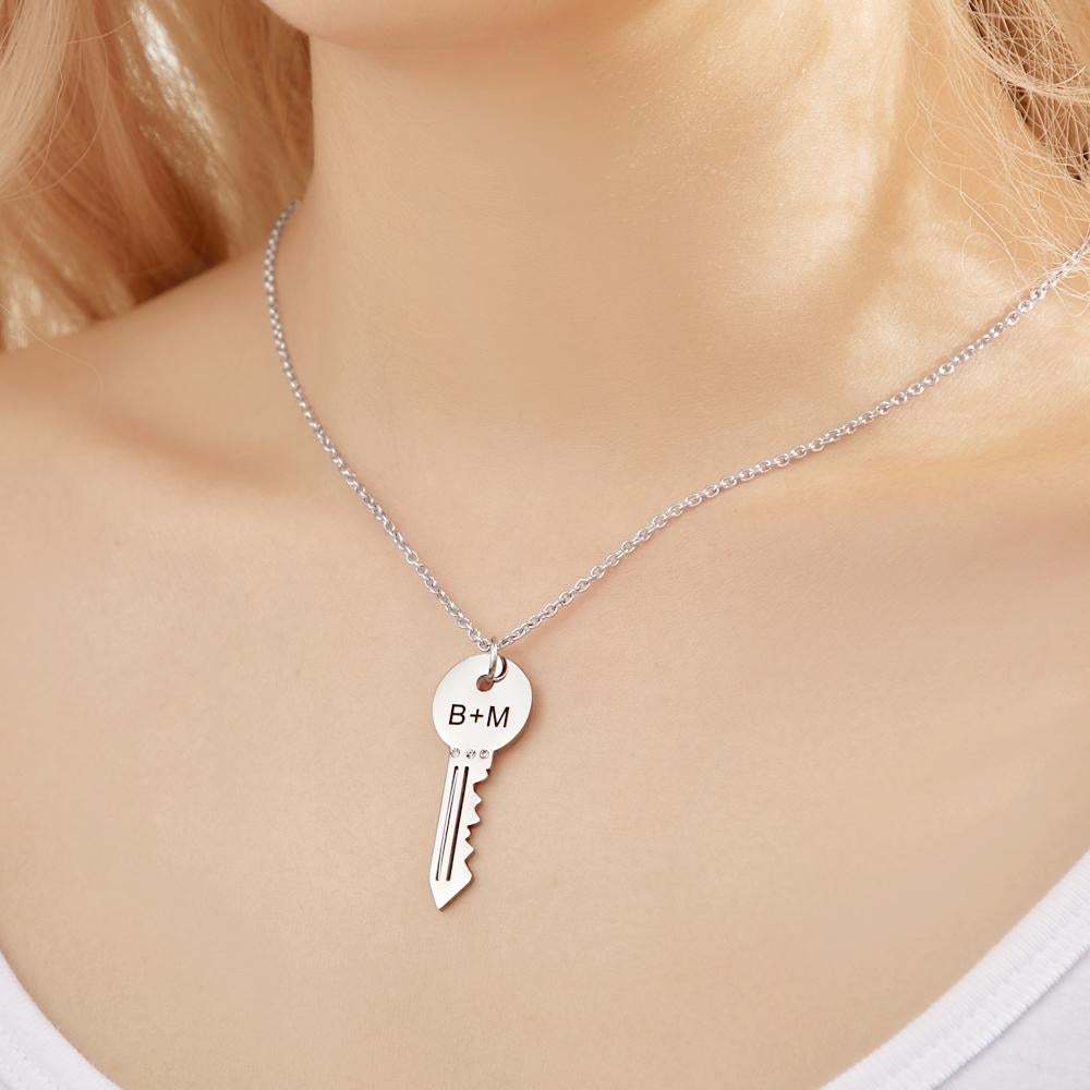 Collier Prenom Collier Gravé Personnalisé Mode Cadeaux Clés Créatifs