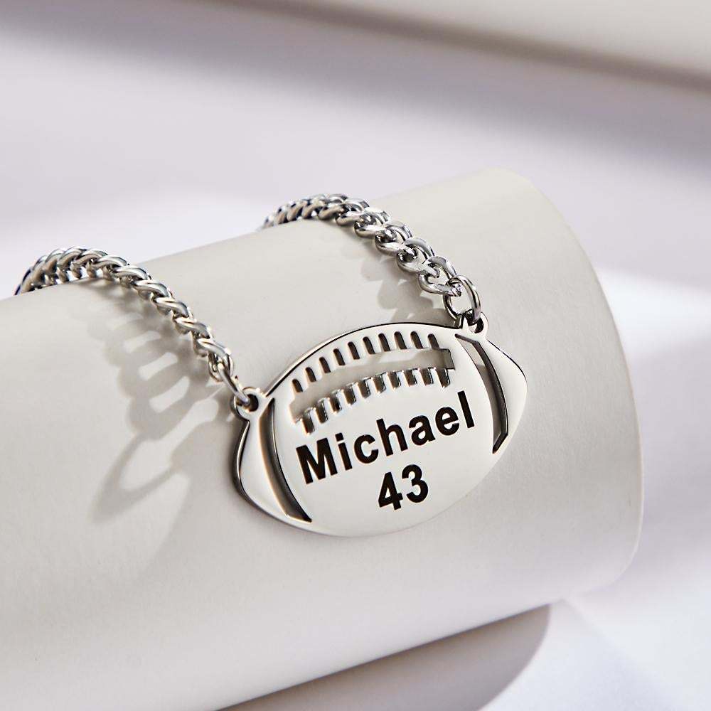 Collier Prenom Collier De Nom De Football Gravé Personnalisé, Offrez-lui Un Cadeau De Bijoux