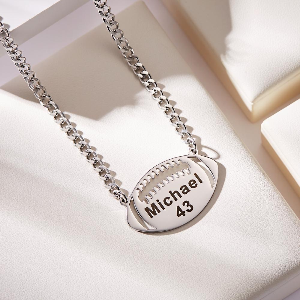 Collier Prenom Collier De Nom De Football Gravé Personnalisé, Offrez-lui Un Cadeau De Bijoux