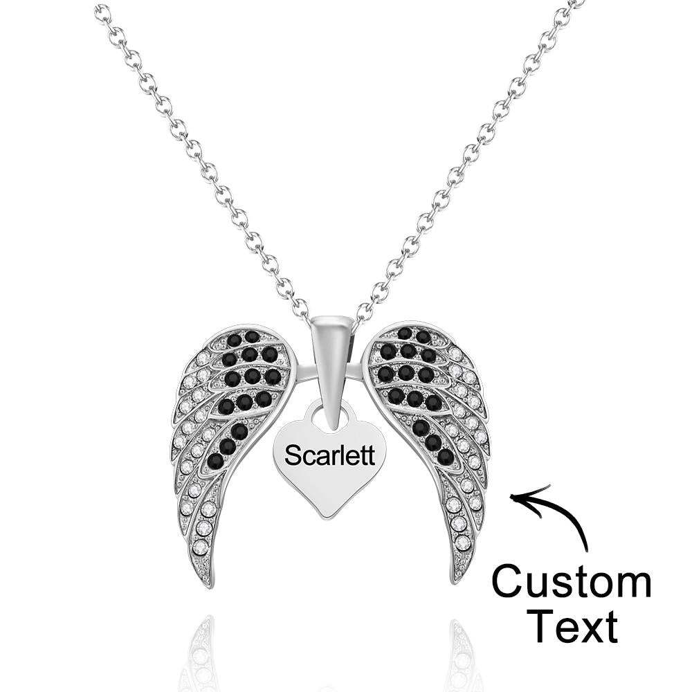 Collier Gravé Personnalisé Aile Ailes En Forme De Coeur Pendentif Collier Cadeau Pour Femme - soufeelfr