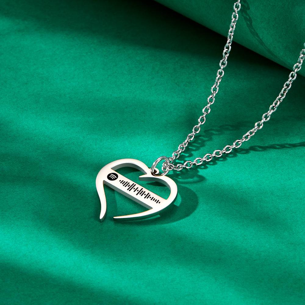 Scannable Spotify Code Collier Creux En Forme De Coeur Collier Cadeaux Pour Petite Amie - soufeelfr