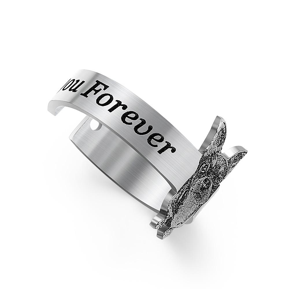 Anneau Photo Personnalisé Pour Animaux De Compagnie Pour Femmes Hommes Bricolage En Acier Inoxydable Gravé Chaton Et Chiot Photo Anneau Ouvert Cadeau Pour Amoureux Des Animaux De Compagnie - soufeelfr