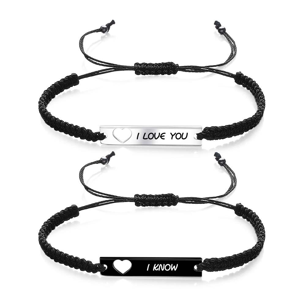 Bracelet Gravé Personnalisé, Cœur Creux, Cadeaux Commémoratifs Pour Couple - soufeelfr