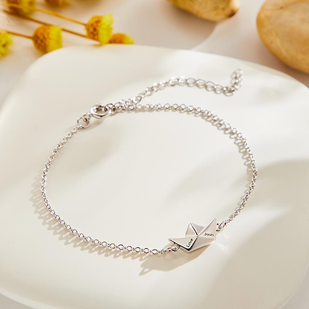Bracelet Personnalisé Bracelet Gravé Personnalisé Bracelet Bateau En Origami Exquis Pour Votre Petite Amie Cadeau De Noël