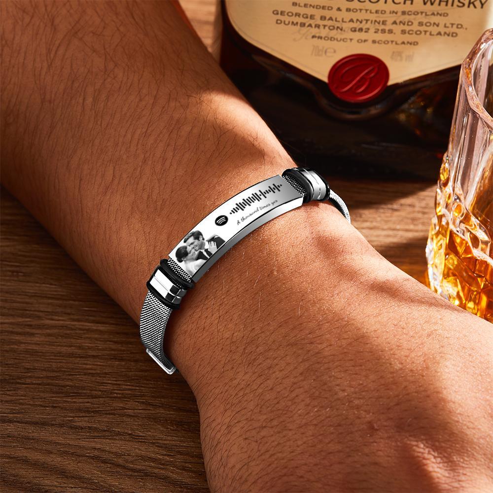 Bracelet De Code Spotify Personnalisé Avec Votre Photo Perfect Something New Wedding Day Gift For June & July Wedding - soufeelfr