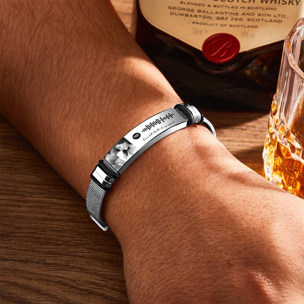 Musique Spotify Personnalisée Avec Photo Personnalisée Et Bracelet En Acier Inoxydable Gravé Meilleurs Cadeaux Pour Les Hommes Cadeau Pour Les Moments Romantiques - soufeelfr