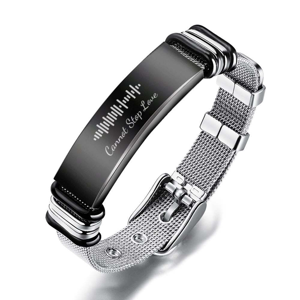 Personnalisé En Option Photo Gravé Musique Code Bracelet En Acier Inoxydable Meilleurs Cadeaux Pour Hommes Cadeaux Pour Les Couples - soufeelfr