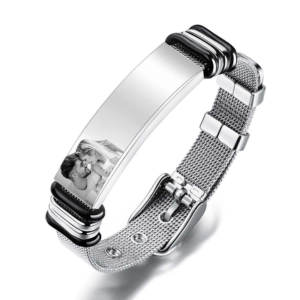 Personnalisé En Option Photo Gravé Musique Code Bracelet En Acier Inoxydable Meilleurs Cadeaux Pour Hommes Cadeaux Pour Les Couples - soufeelfr