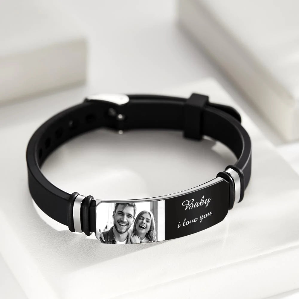 Bracelet Personnalisé Gravé Avec Photo Commémorant Les Cadeaux Pour Hommes - soufeelfr