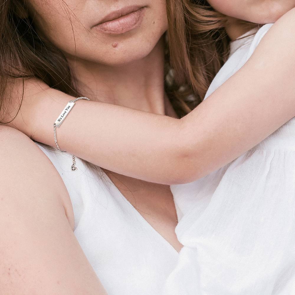 Bracelet Personnalisé Bracelet Bar Gravé Pour Enfant Platine Plaqué - Longueur Réglable