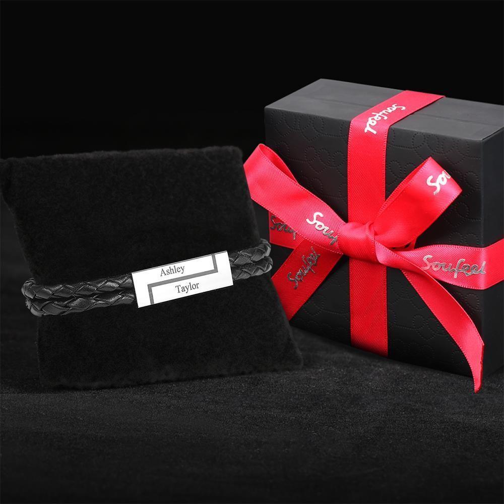 Bracelet Personnalisé Bracelet En Cuir Personnalisé Wrap, Bracelet  Gravé Nom Cadeaux Pour Couple