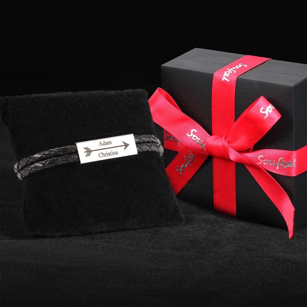 Bracelet Personnalisé Bracelet En Cuir Wrap Personnalisé, Bracelet Gravé Nom Cadeaux Pour Lui