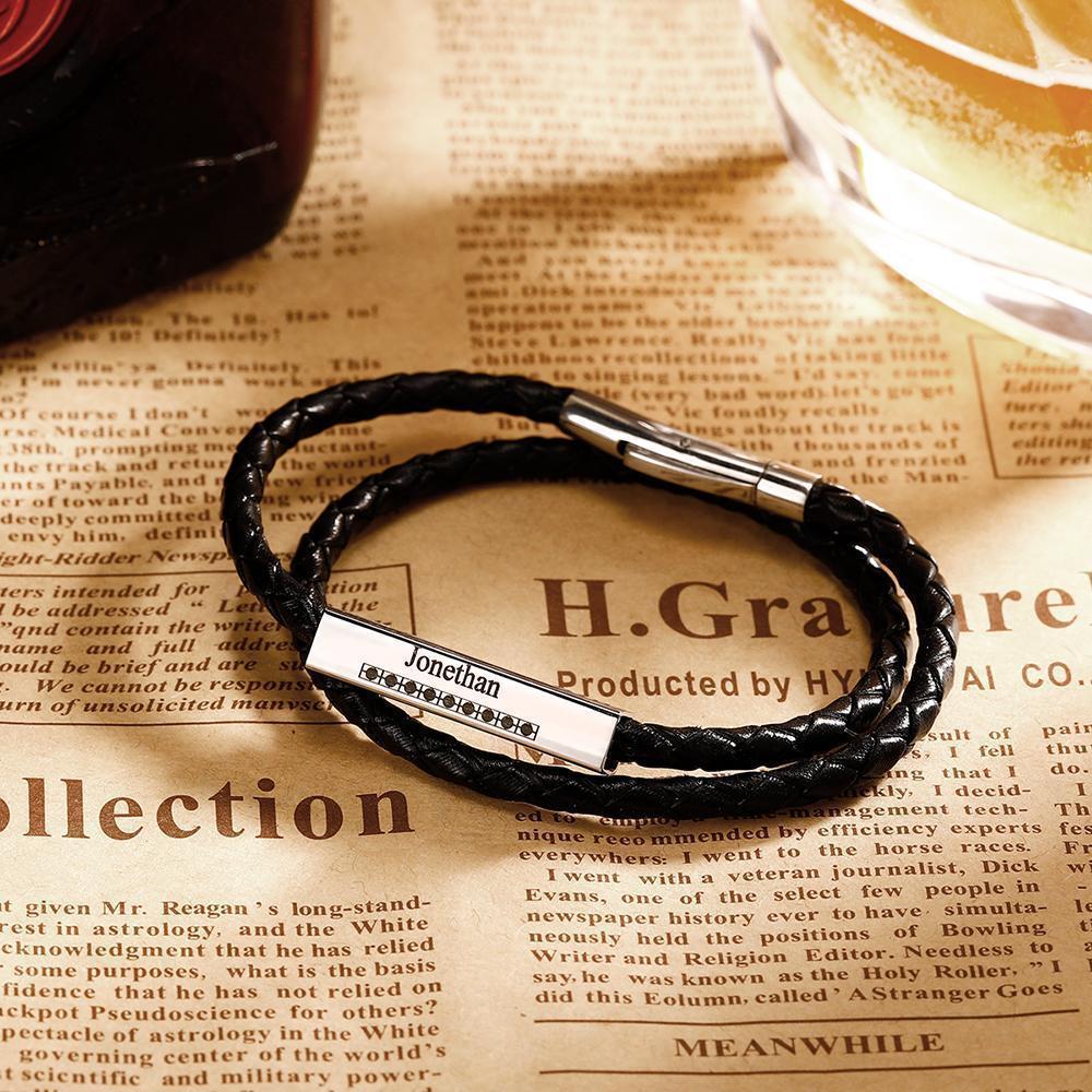 Bracelet Personnalisé Bracelet Wrap En Cuir Personnalisé, Bracelet Gravé Nom Cadeaux Pour Petit Ami