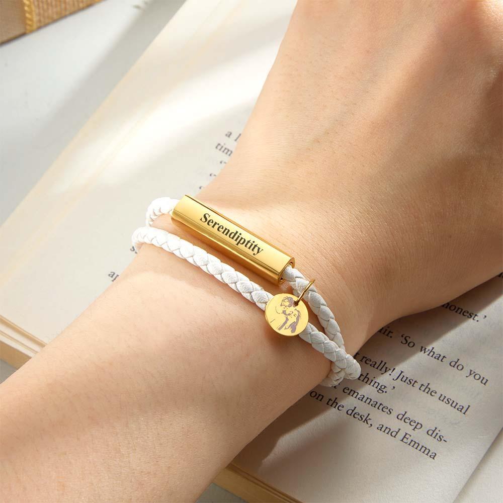 Bracelet Portrait Personnalisé Personnalisant Votre Cadeau De Bijoux Commémoratif Avec Texte Spécial Ou Date - soufeelfr