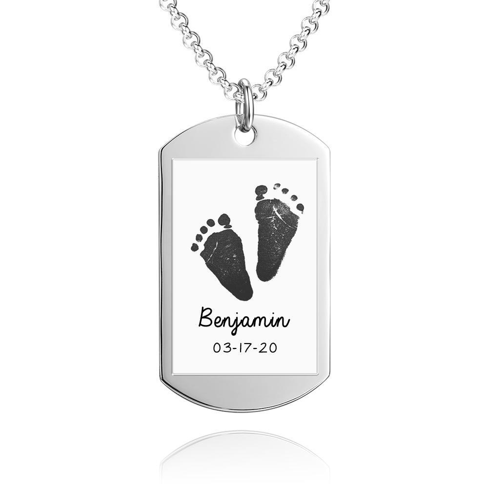 Collier Personnalisé D'empreinte De Bébé Collier D'étiquette De Chien Nouveau Cadeau De Papa