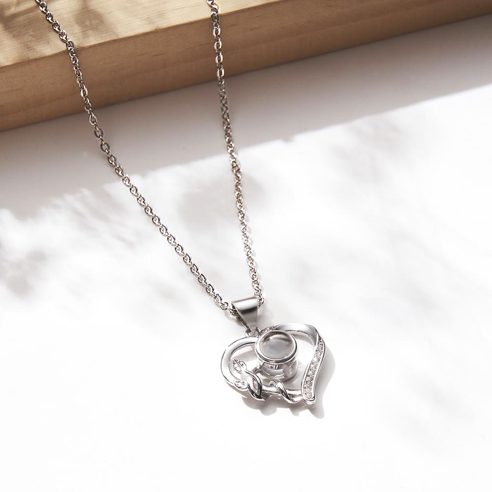 Collier De Fleurs D'enroulement De Projection De Photo Personnalisé Personnalisé Charmant Pendentif Bijoux Cadeaux Pour Elle - soufeelfr