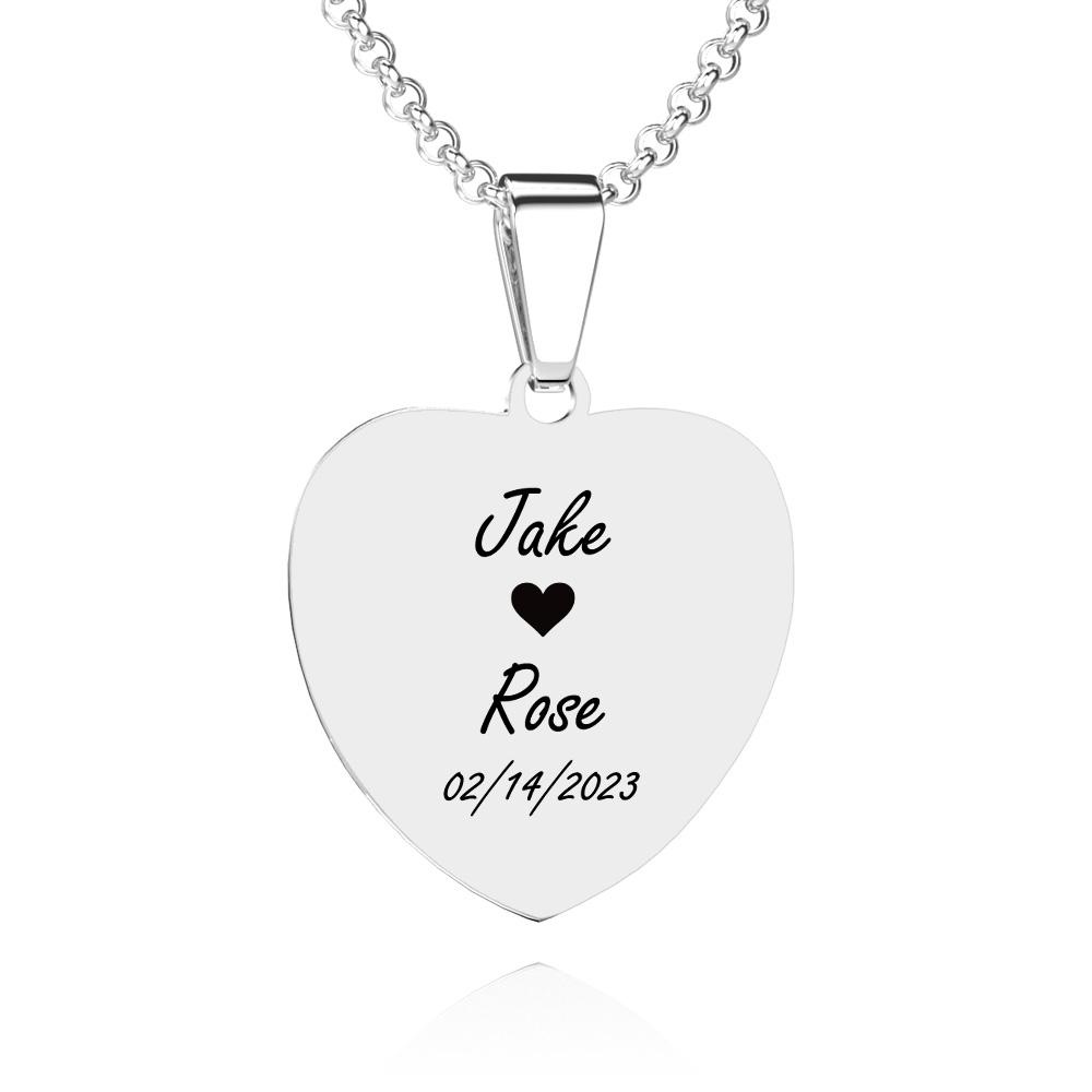 Collier Photo Personnalisé Gravé Coeur Tag Collier Cadeaux Pour Elle - soufeelfr