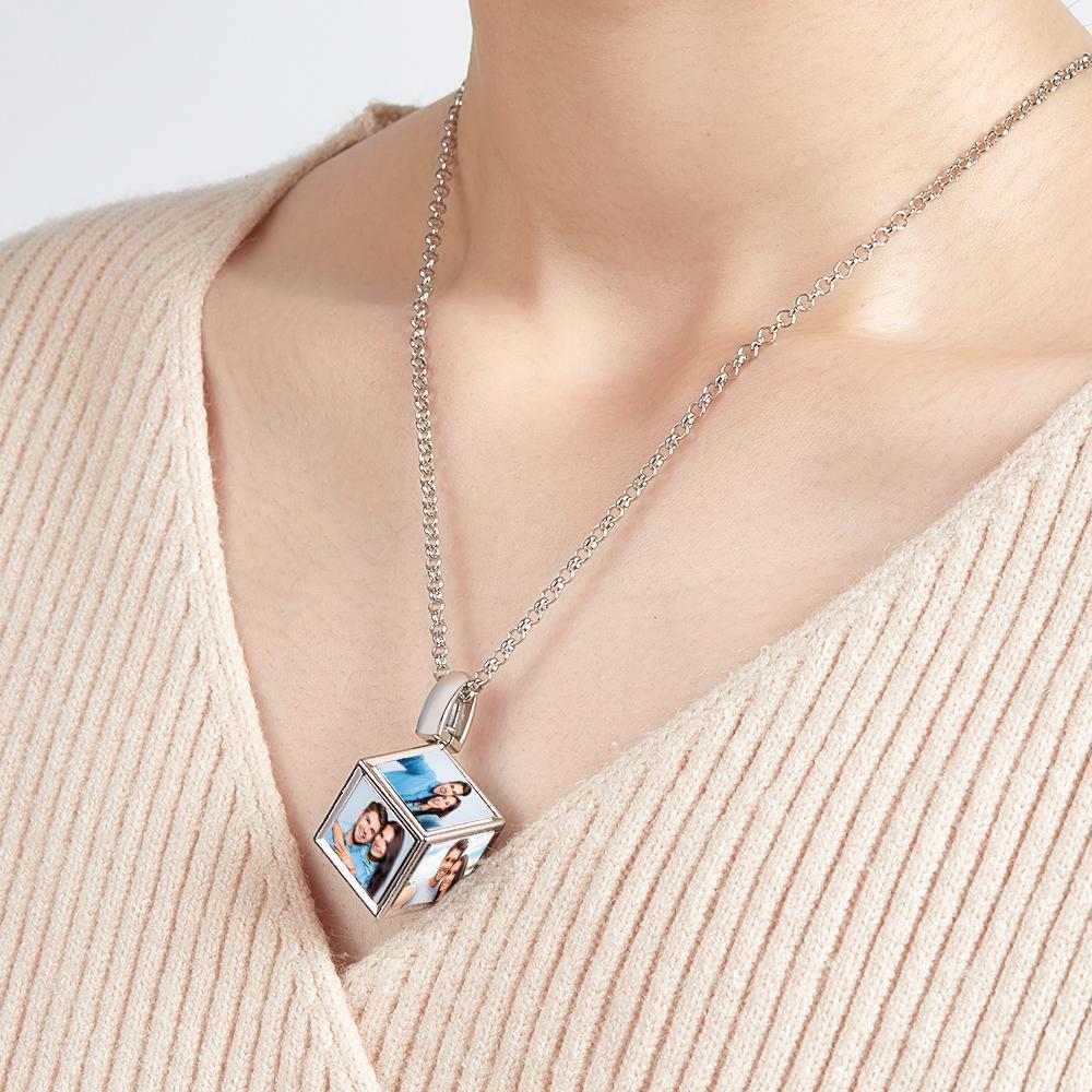 Collier De Sublimation De Photo Cube Avec Cadeaux Commémoratifs De Conception Personnalisée Pour Couple - soufeelfr