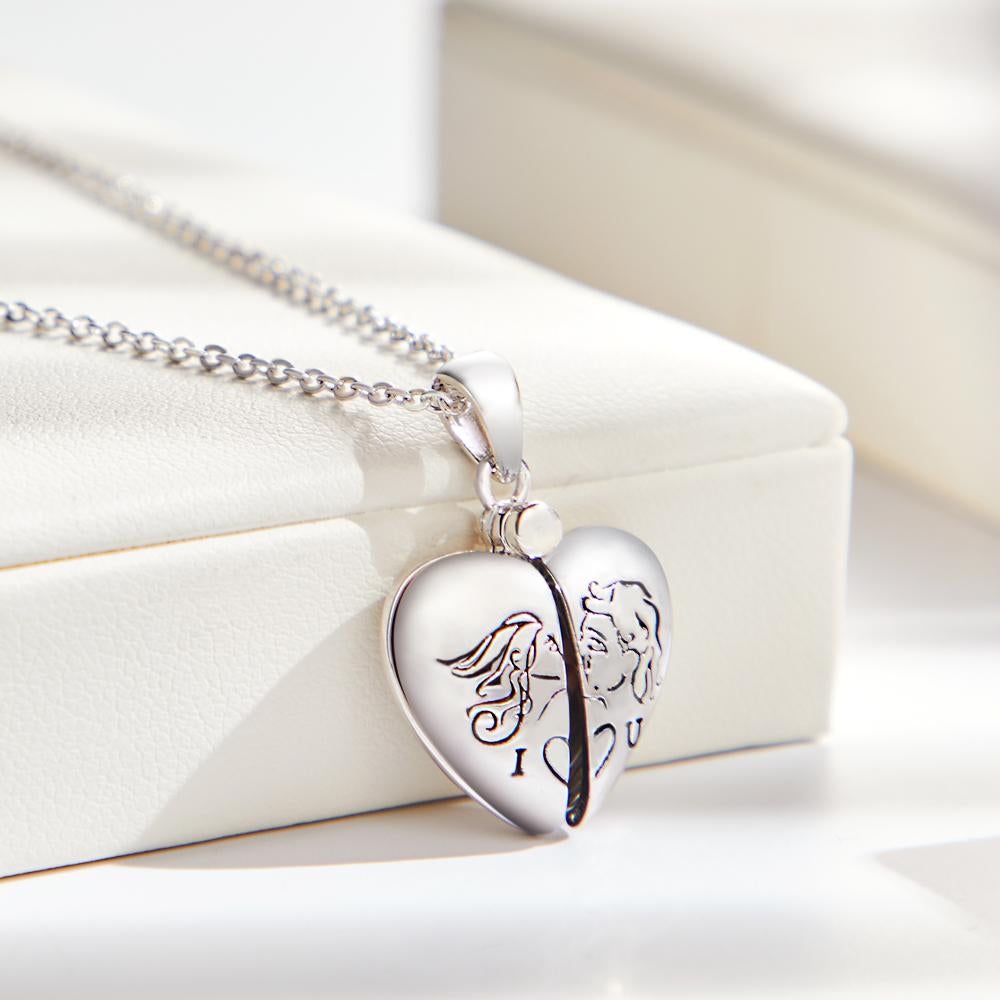 Collier Photo Personnalisé 'l Love You' Rabat Coeur Cadeaux Délicats - Soufeelfr