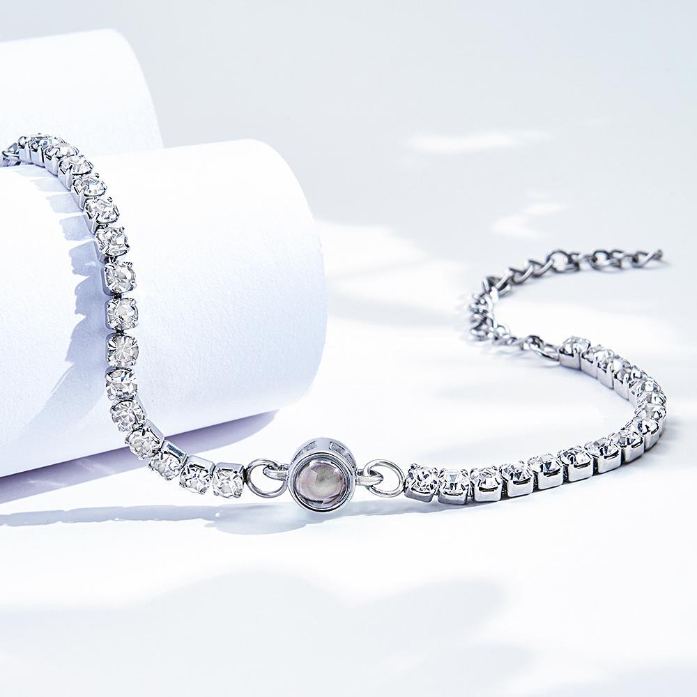 Bracelet De Projection De Photo Personnalisé, À La Mode, Tous Les Diamants, Cadeaux Pour Elle - soufeelfr