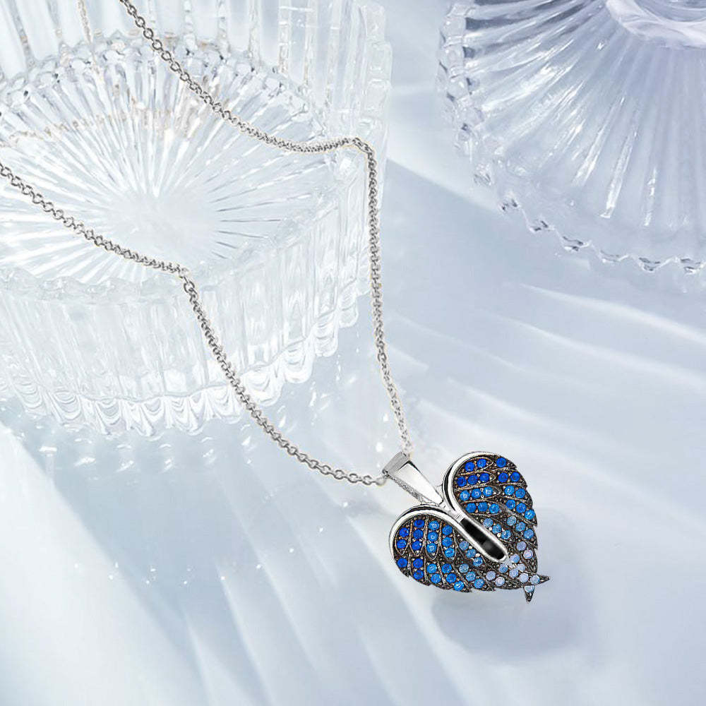 Collier De Projection Personnalisé, Pendentif Ailes En Forme De Cœur, Cadeau Pour Elle - soufeelfr