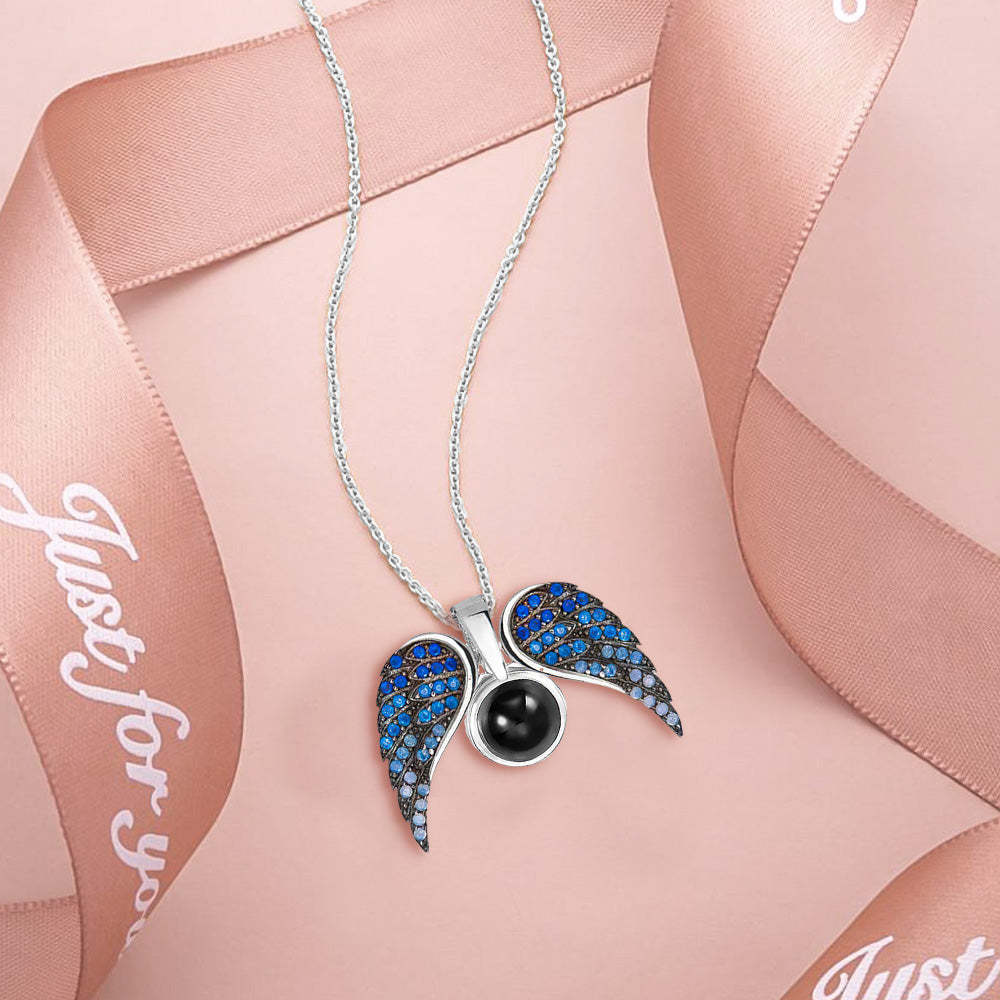 Collier De Projection Personnalisé, Pendentif Ailes En Forme De Cœur, Cadeau Pour Elle - soufeelfr