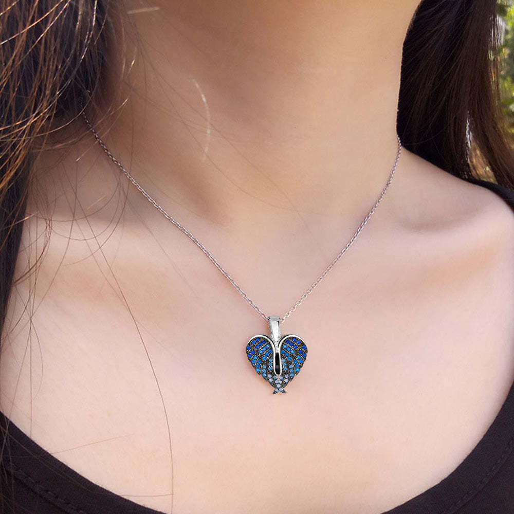 Collier De Projection Personnalisé, Pendentif Ailes En Forme De Cœur, Cadeau Pour Elle - soufeelfr