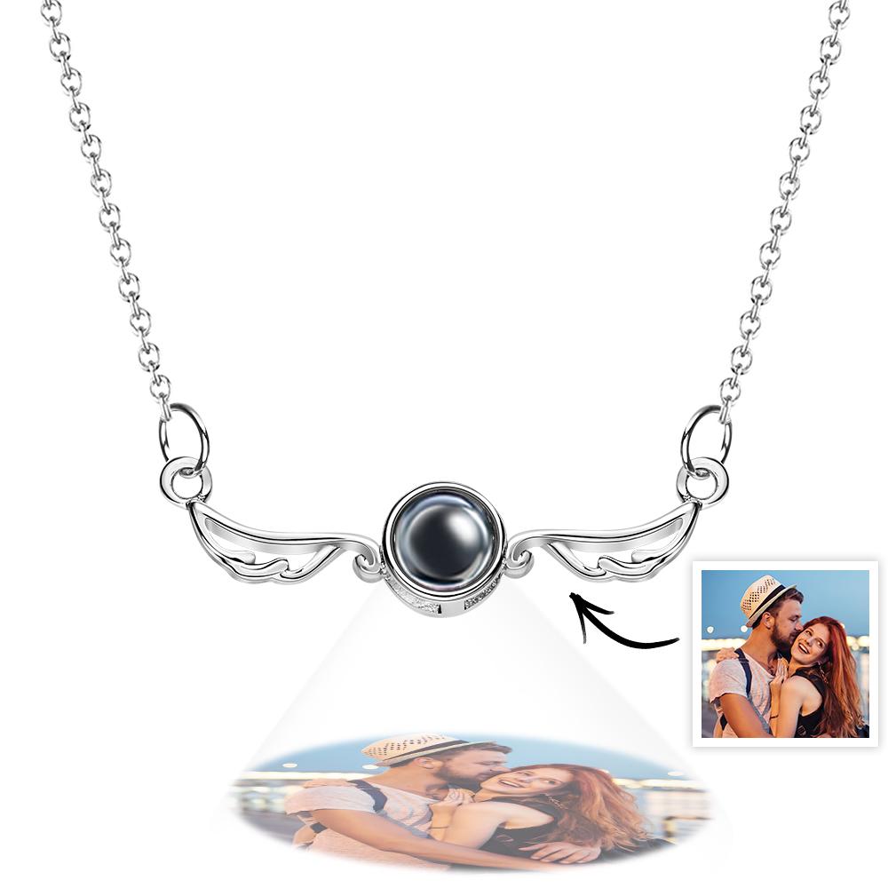 Collier De Projection D'aile D'ange, Image Personnalisée À L'intérieur, Pendentif Souvenir, Bijoux Tendance, Cadeau Pour Meilleur Ami - soufeelfr