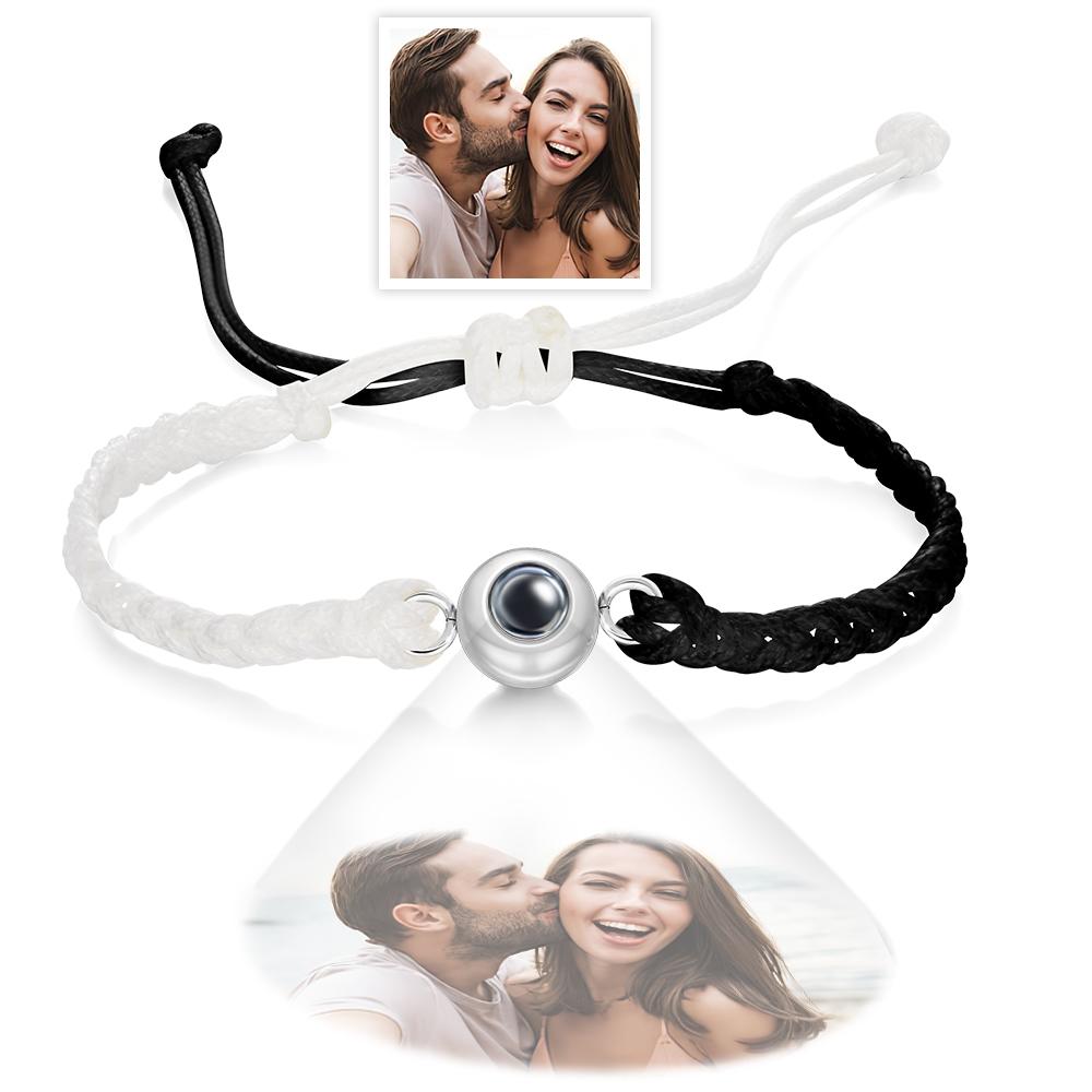 Bracelet Projection Photo Personnalisée Bracelet Colorblock Noir Et Blanc Cadeau Créatif - soufeelfr