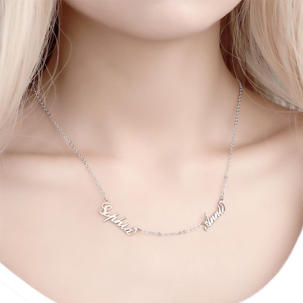 Collier Prenom Collier Prénom De Famille , Trois Noms Cadeaux Pour Maman Plaqué Or Rose