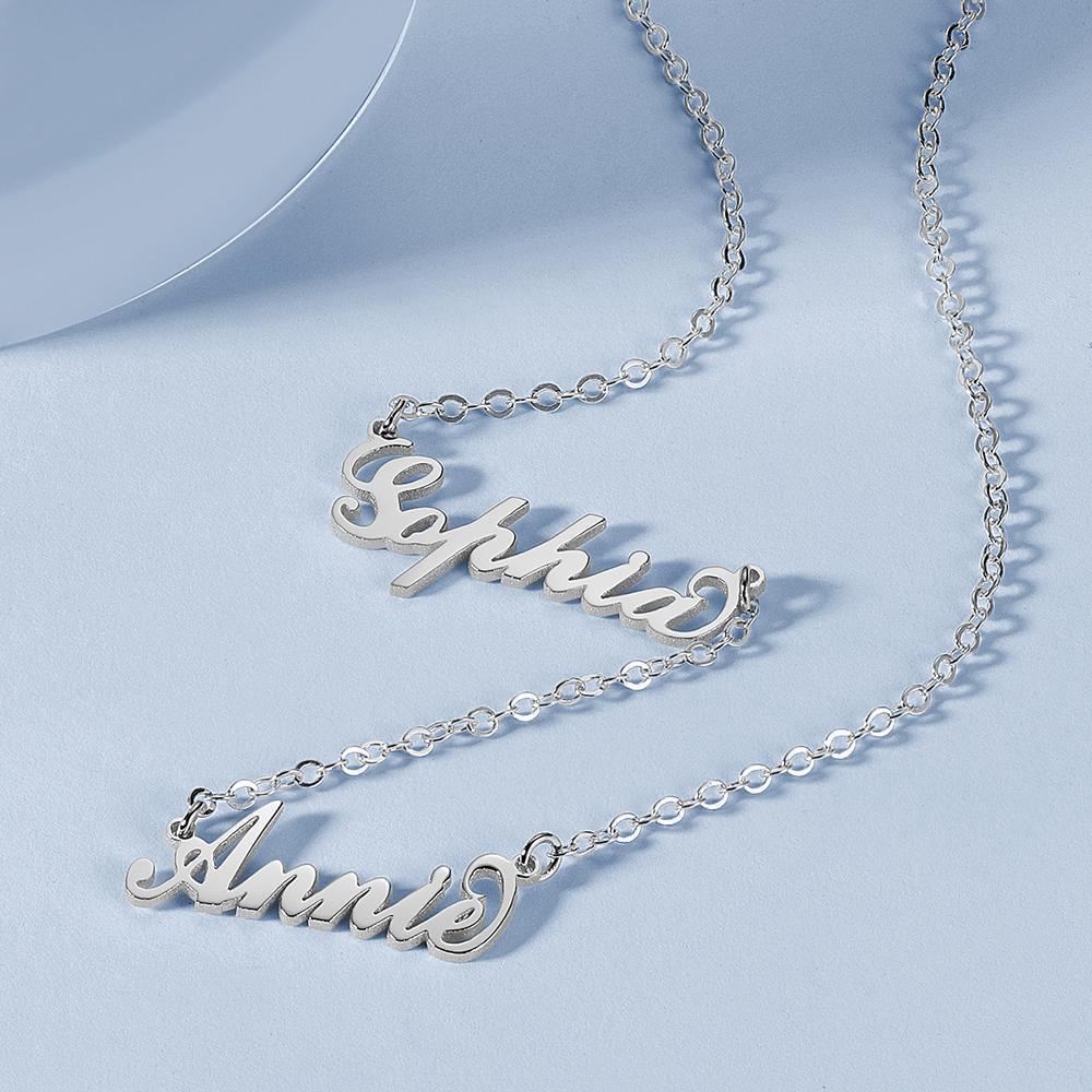 Collier Prenom Collier Prénom De Famille , Trois Noms Cadeaux Pour Maman Plaqué Or Rose