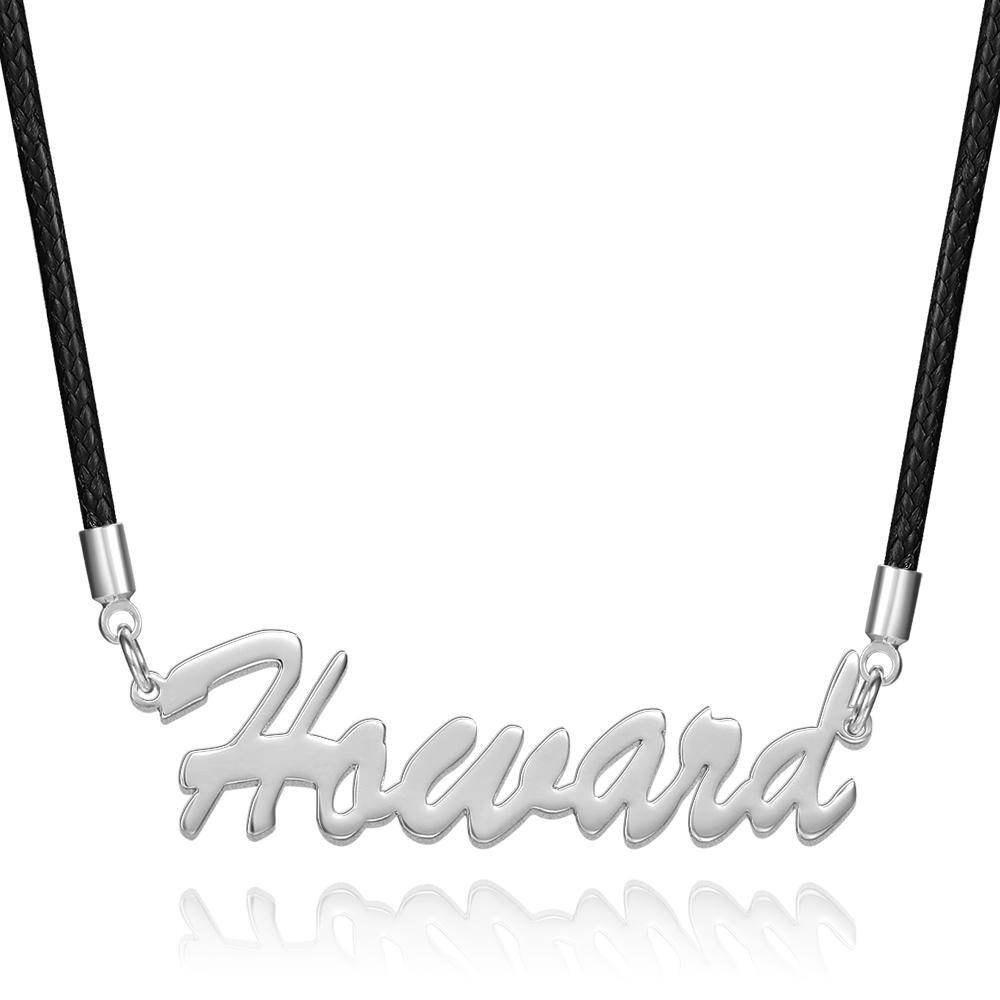 Collier Prenom Collier Prénom  Personnalisé  Pour Homme, Cadeau Pour Petit Ami Plaqué Platine - Argent