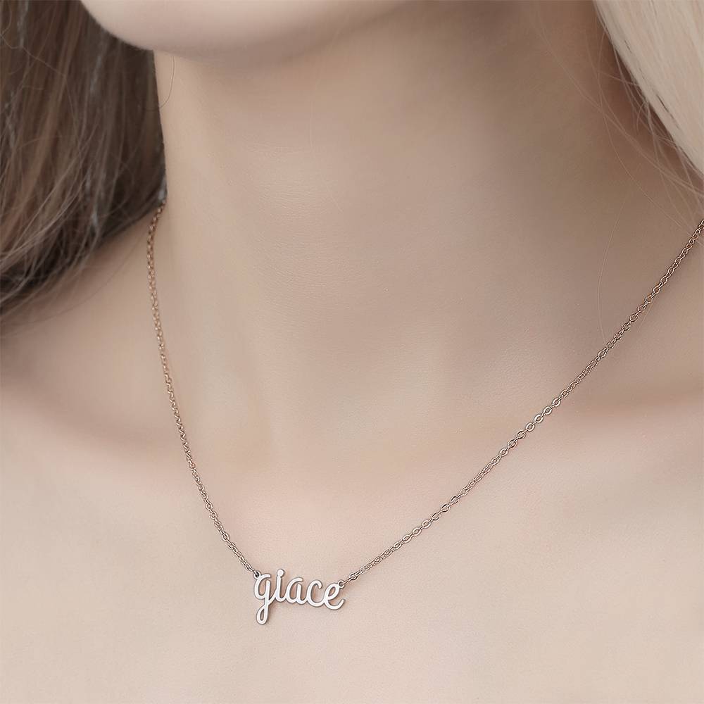 Collier Prenom Collier Prénom  Personnalisé, Collier Avec Lettre Minuscule - Argent