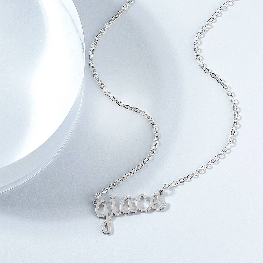 Collier Prenom Collier Prénom  Personnalisé, Collier Avec Lettre Minuscule - Argent