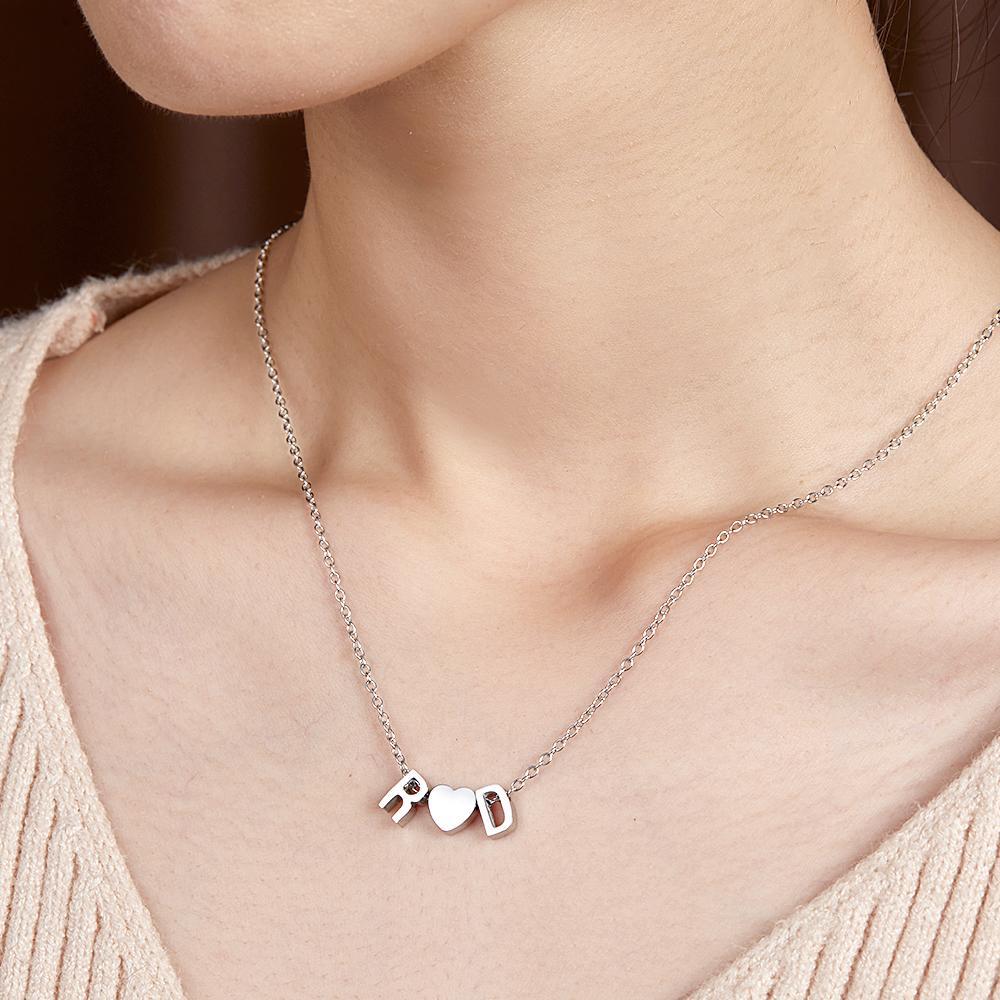 Collier Initial Personnalisé Couples Personnalisés Collier Coeur Collier Minimaliste Lettre D'or Charme Cadeau D'anniversaire Pour Elle - soufeelfr