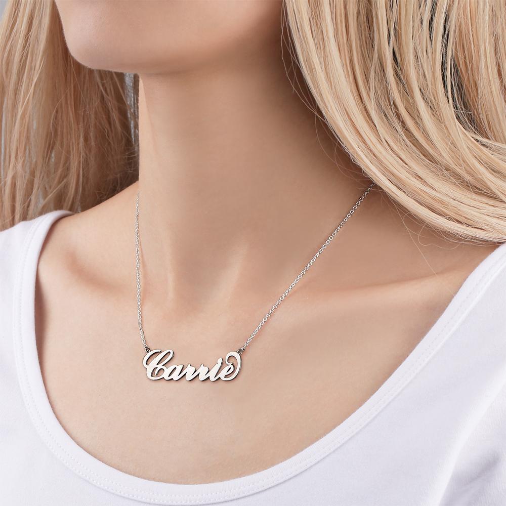 Collier Prenom Collier Personnalisé  Prénom Grand , Grand Collier De Déclaration Personnalisé Platiné - Argent
