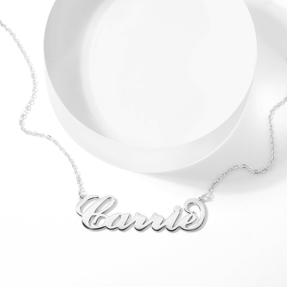 Collier Prenom Collier Personnalisé Prénom Grand , Grande Taille, Cadeau Personnalisé Pour Elle Plaquée Platine - Argent