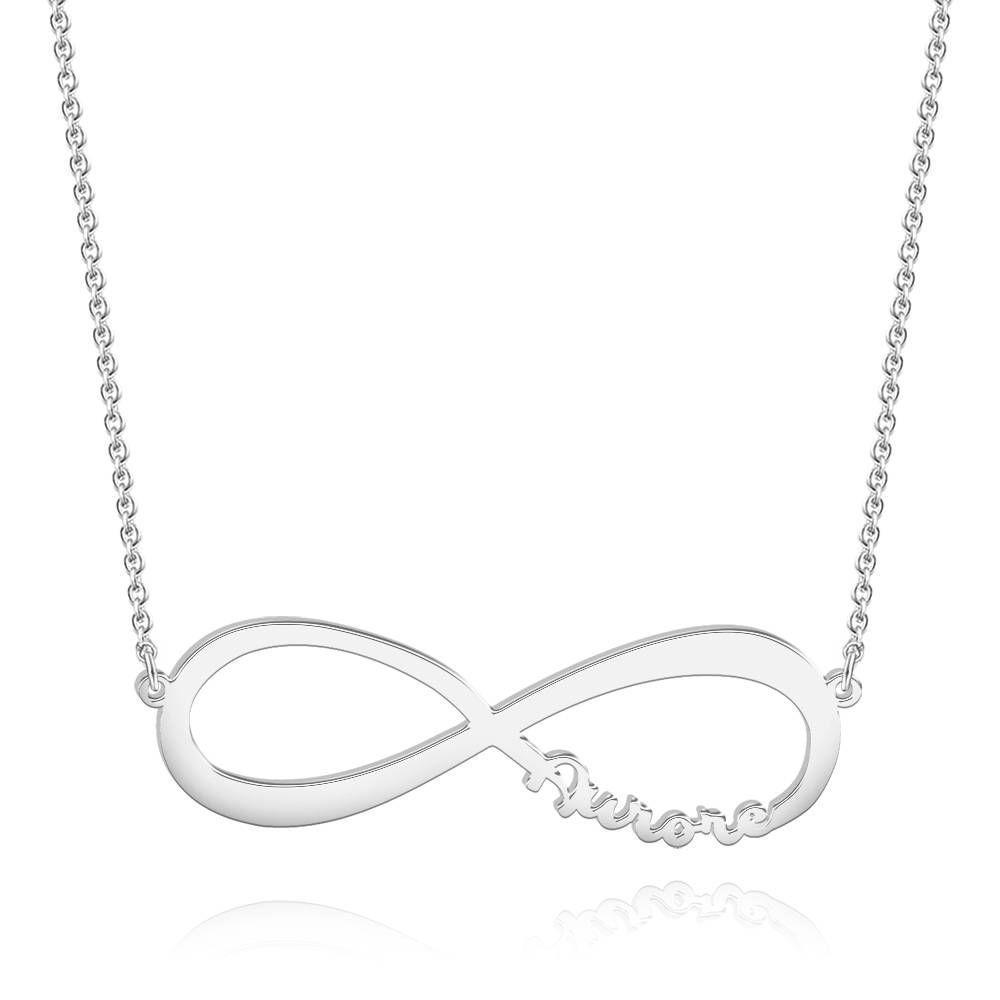 Collier Prenom Collier Prénom  Coeur Infini  Trois Noms, Cadeau De Pour Naman Platiné - Argent