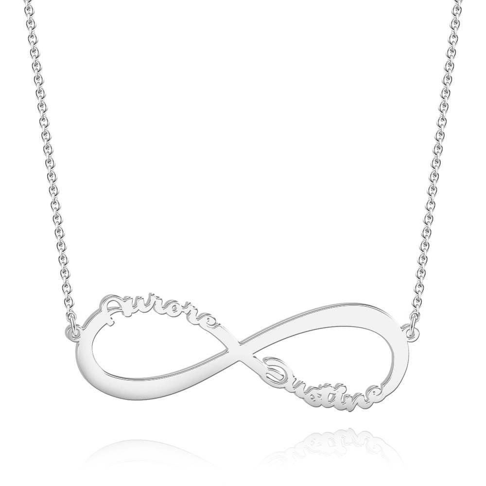 Collier Prenom Collier Prénom  Coeur Infini  Trois Noms, Cadeau De Pour Naman Platiné - Argent